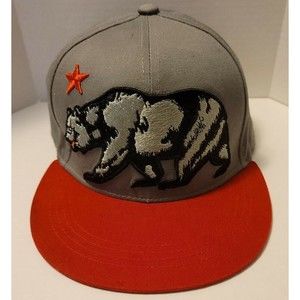 California Republic Sole Addiction Baseball Cap Hat Snapback Grizzly Bear & Star